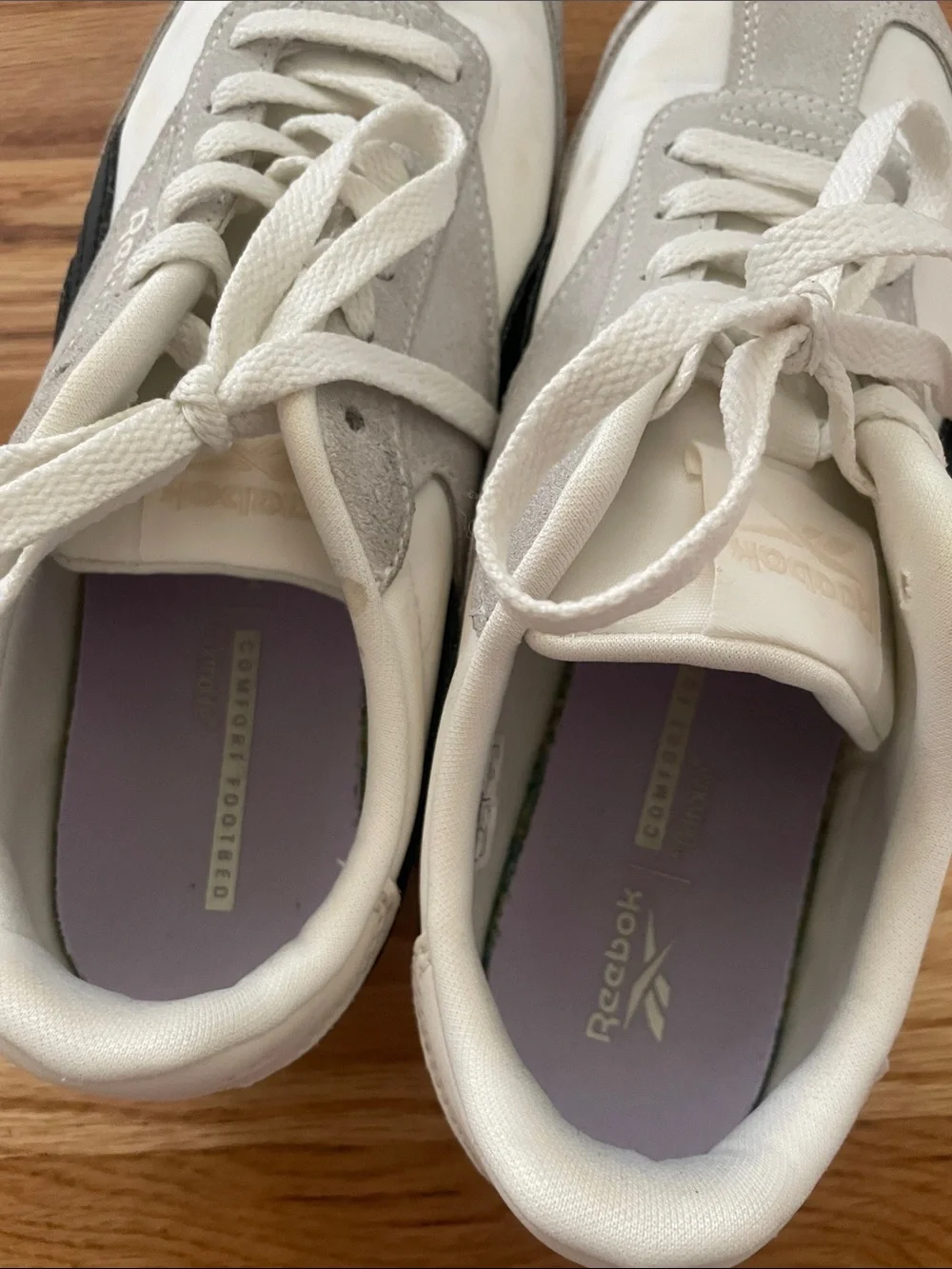 Reebok White, Light Gray and Black Retro Running Sneakers
